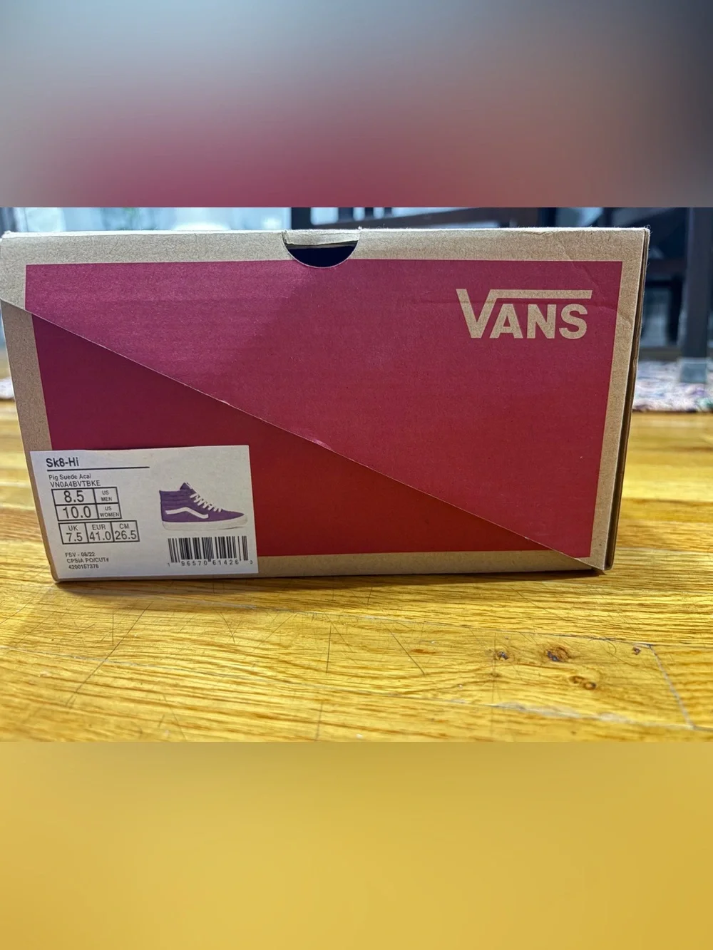 Vans Purple Suede Sk8-Hi Sneakers with White Stripe